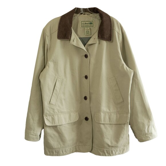 L.L. Bean Tan Utility Jacket with Brown Collar - Picture 1 of 13